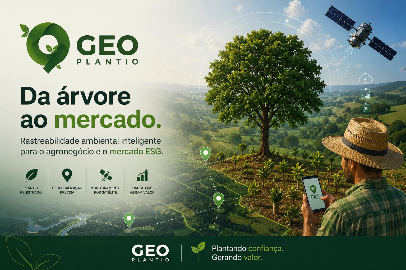 GeoPlantio — Del árbol al mercado: trazabilidad ambiental inteligente para el agronegocio y el mercado ESG, con plantación registrada, geolocalización precisa, monitoreo satelital y datos que generan valor